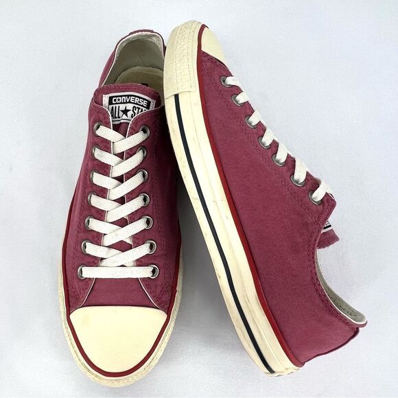 Converse Chuck Taylor All Star Port Red Washed Canvas Low Tops Mens 9 Womens 11 - Picture 10 of 10